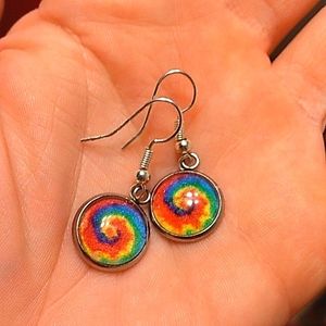 Tie-dye Dangle Earrings with 925 Sterling Silver Hooks
